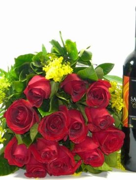 Rosas vermelhas + Vinho